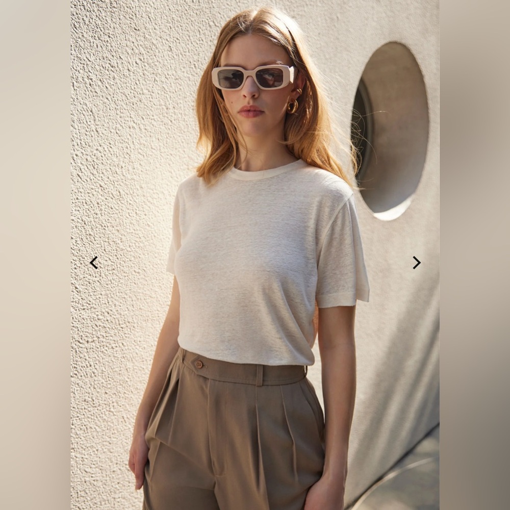 SOLDOUT.NYC Linen Perfect Tee in Cream XS